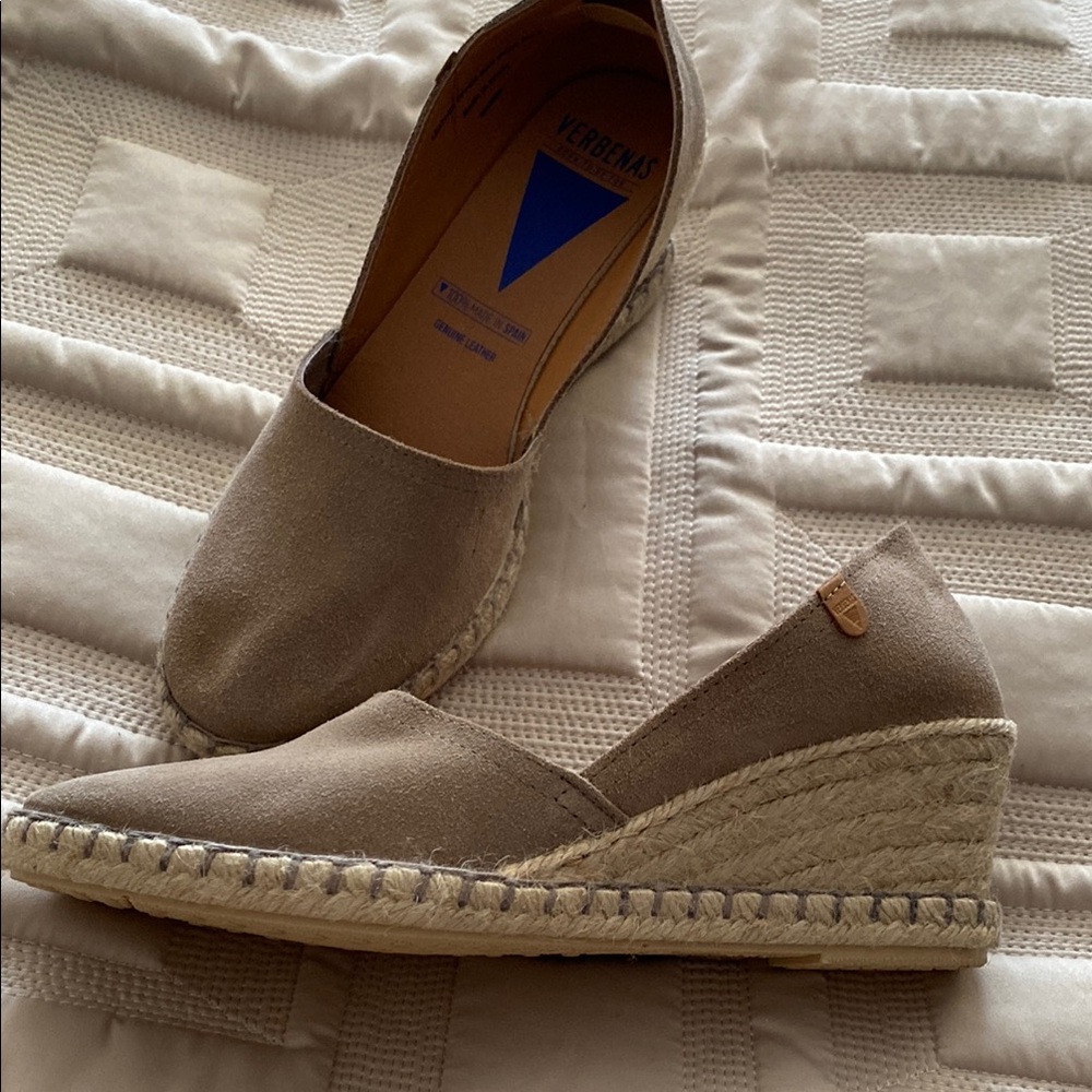 Suede Tan Espadrille Slip-On Shoes with Jute Sole